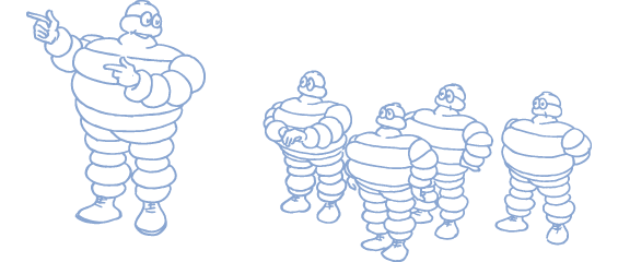 The Michelin Man in a group