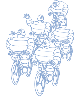 Bibendum en groupe à vélo